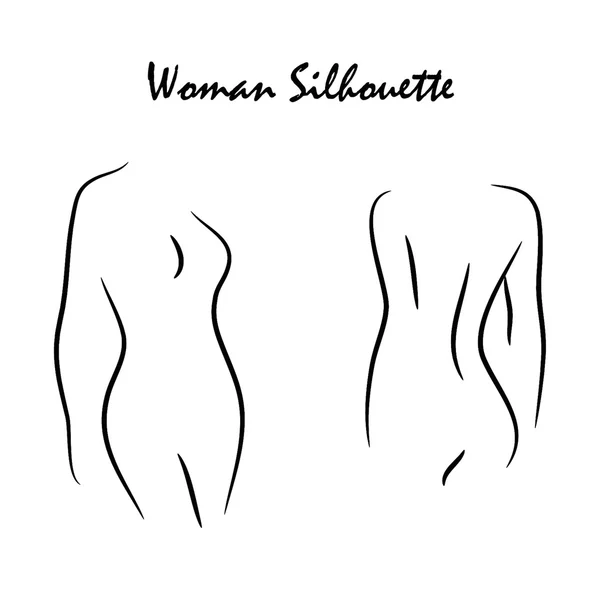 Kobieta kształt sylwetka wektor ilustracja czarno-białe linie — Wektor stockowy