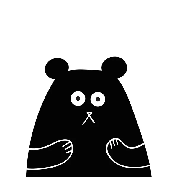 Oso de peluche dulce vector ilustración blanco y negro . — Vector de stock