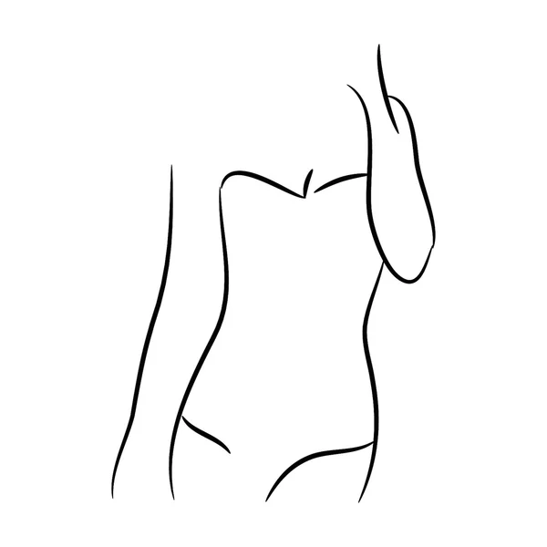 Kvinna form silhuett vektor illustration svart och vita linjer — Stock vektor