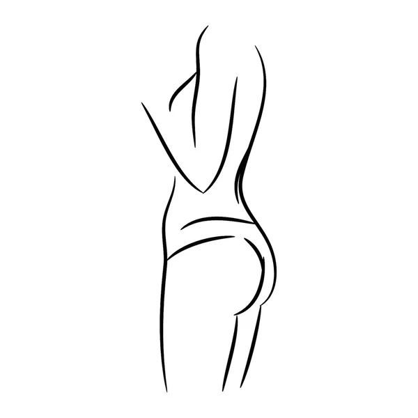 Kadın şekli siluet vektör çizimi siyah ve beyaz çizgiler