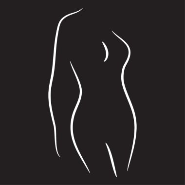 Kadın şekli siluet vektör çizimi siyah ve beyaz çizgiler