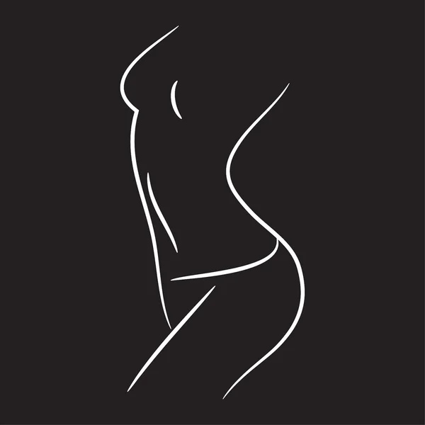 Kadın şekli siluet vektör çizimi siyah ve beyaz çizgiler