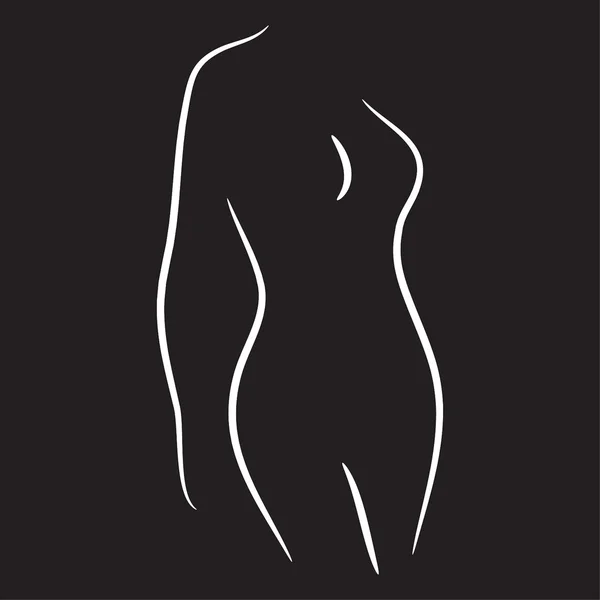 Kadın şekli siluet vektör çizimi siyah ve beyaz çizgiler