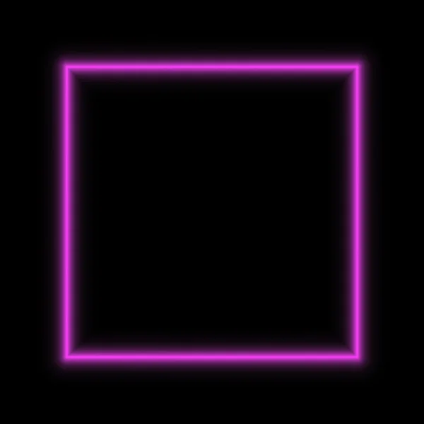 Neon vector frame pink square glowing. — Stock Vector