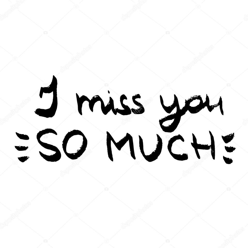 I miss you so much lettering Love quote black and white vector — Stock Vector