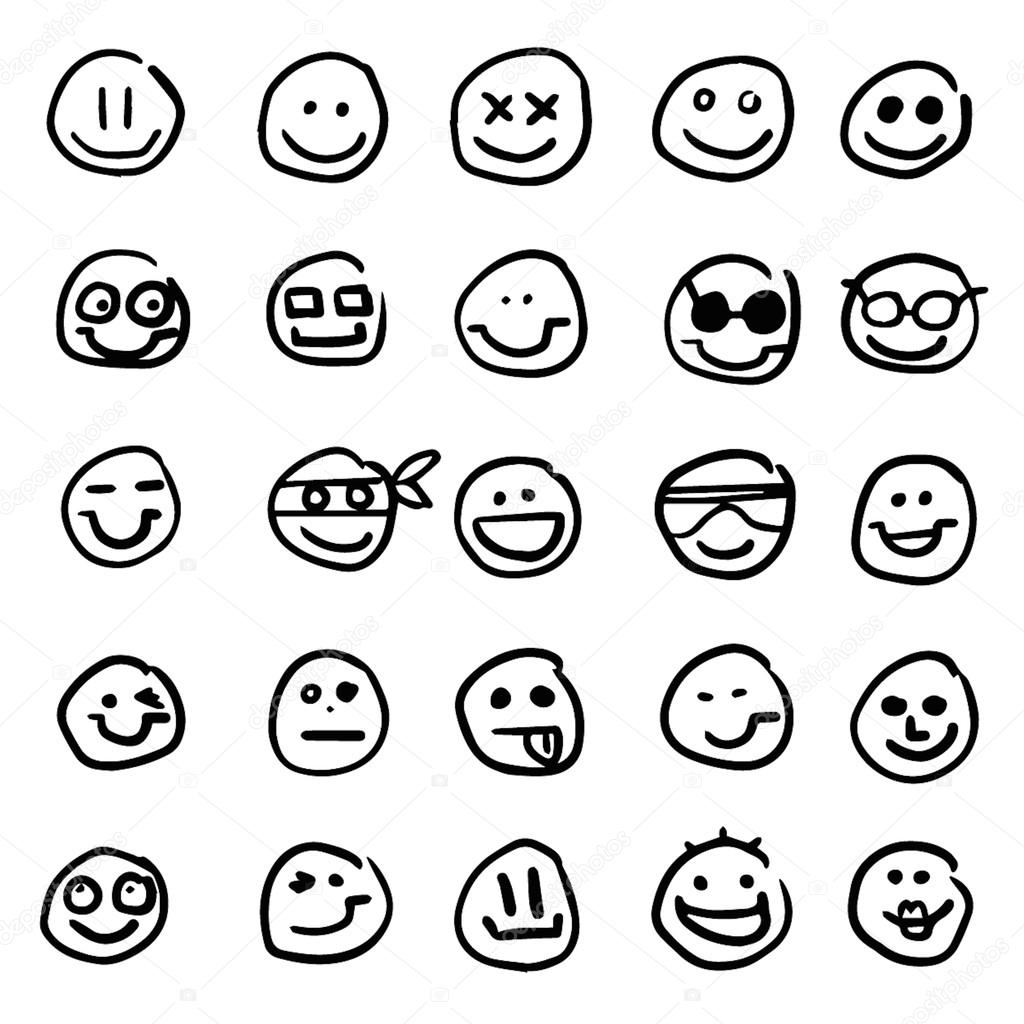 Funny faces smiles hand drawn vector illustration
