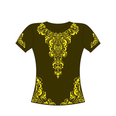 Sarı süsleme ile T-shirt.