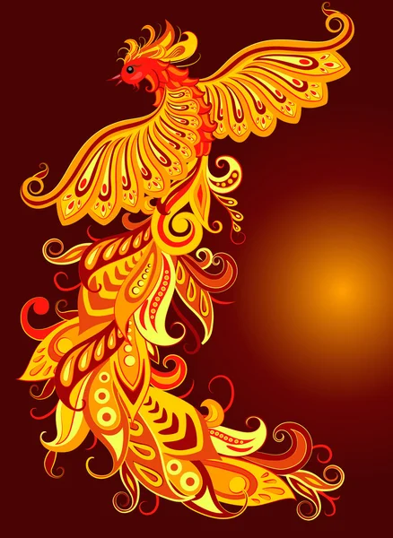 Een mythische brand vogel. — Stockvector