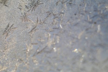 Buz kütleleri, buz oluşumu. Makro fotoğraf. Buz çiçeği. Soyut.,