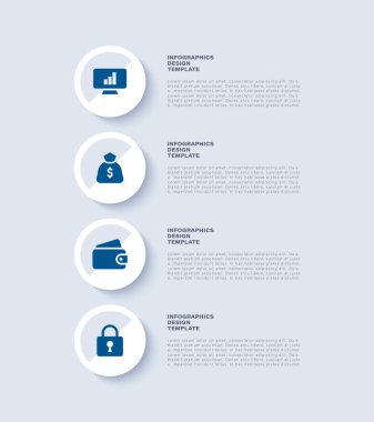 4 adım veya seçeneği olan dikey bilgi düzeni.