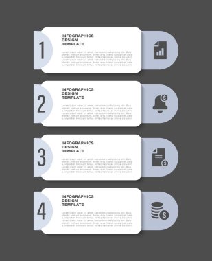 4 adım veya seçeneği olan dikey bilgi şablonu.