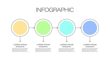 Boş Bilgi Şablonu. Sunum slaytları için dört dairesel bilgi ögesi
