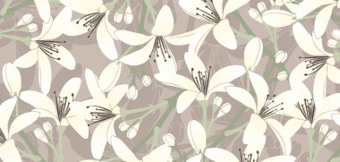 Dekor, duvar kağıdı veya kapak sanatı için portakal çiçeği çiçek vektörü. Sevimli narin el çiçekli tasarım.