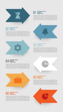 Okları ve finansal simgeleri olan dikey modern bilgi şablonu. Sunum slaytları için şablon.