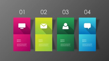 4 aşamalı modern tasarım bilgi şablonu. Veri görselleştirmesi için düzen.