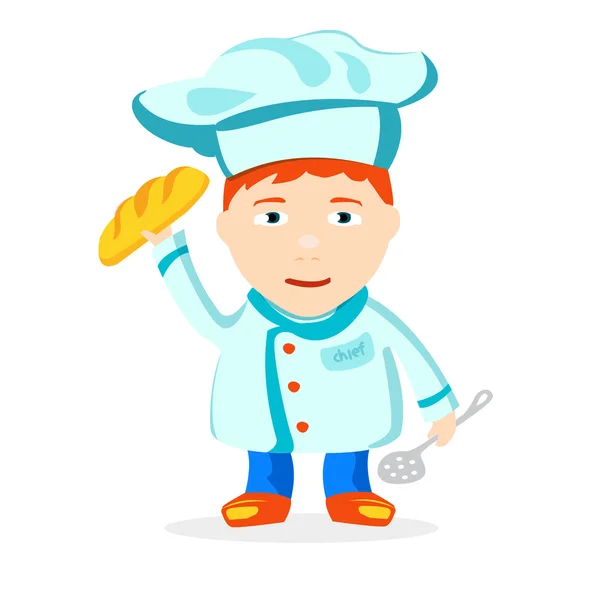 Chef chico con un moño — Vector de stock