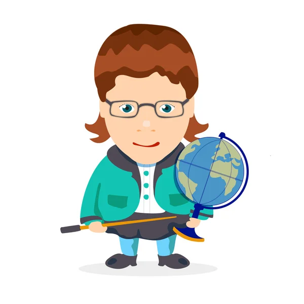 Kız öğretmen küre ile