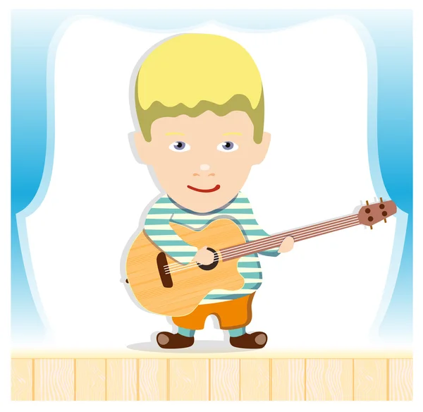 En pojke med en gitarr — Stock vektor