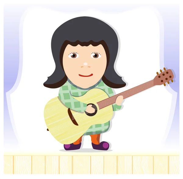 Chica con una guitarra — Vector de stock