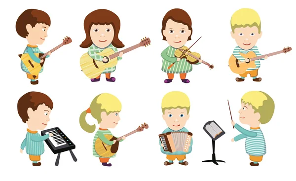Children's orchestra on a white background — Stock Vector