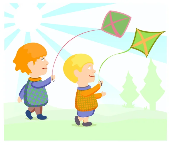 bir uçurtma uçan çocuklar 