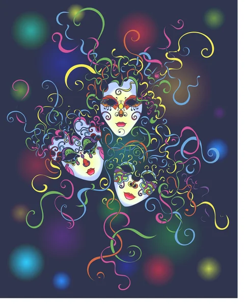 Masques de carnaval colorés — Image vectorielle