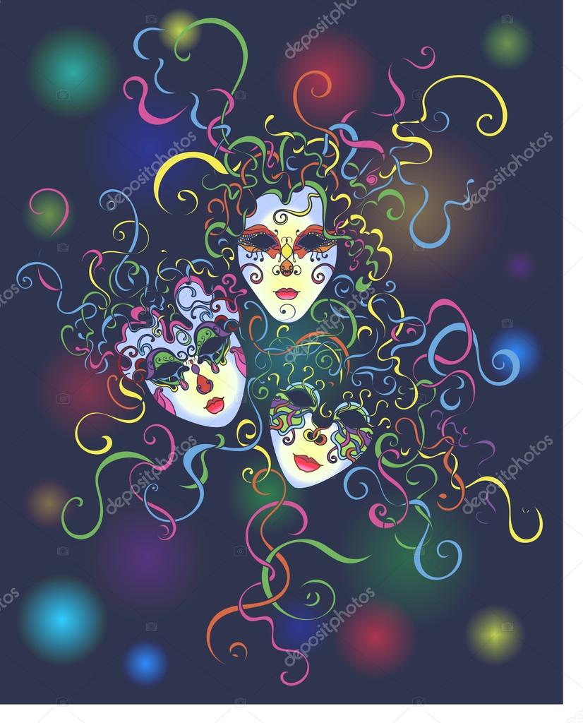 maschere di carnevale colorato — Vettoriali Stock © LizavetaS Maschere di carnevale colorato — Vettoriale Stock