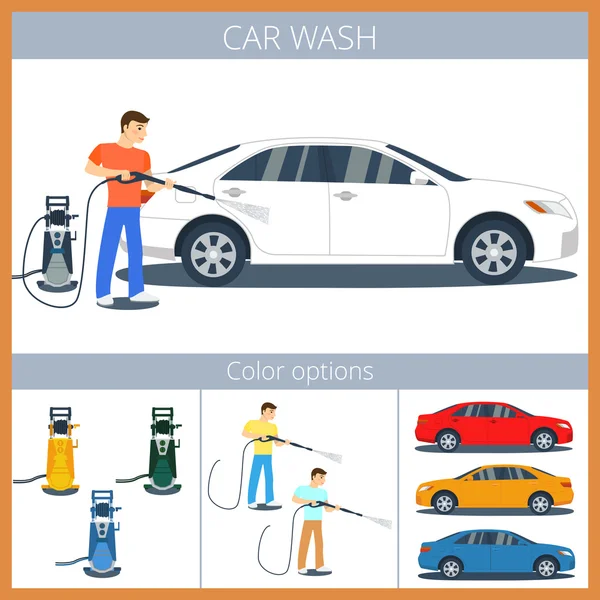 Car wash illustyration — Stockvector