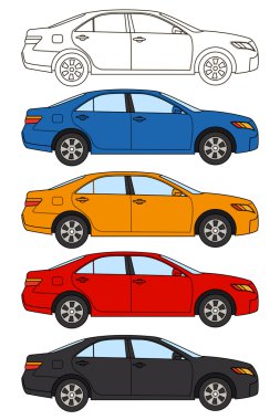 Arabalar, vektör düz Stil kümesi