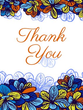 Teşekkür kartı renkli çiçekli. Düğün davetiyesi.