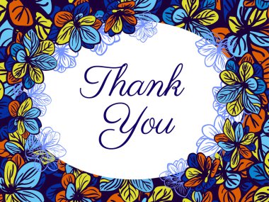 Teşekkür kartı renkli çiçekli. Düğün davetiyesi.