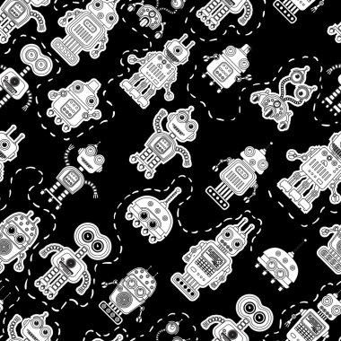 Şirin vintage robotlar ile Seamless Modeli.