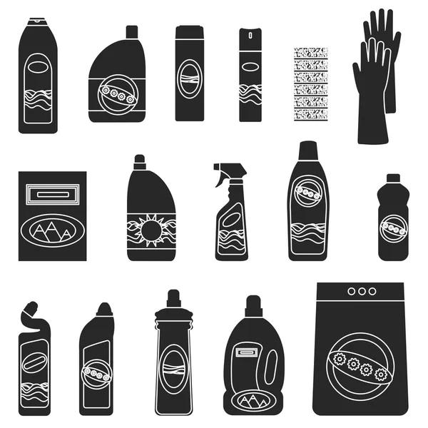 Conjunto de ícones de produtos químicos domésticos para sites e interface de usuário. —  Vetores de Stock