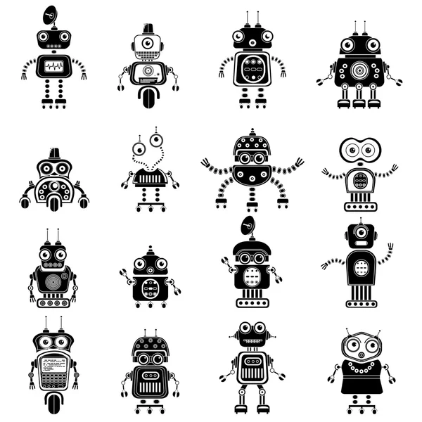 Robot simgeler, mono simgeler vektör. 