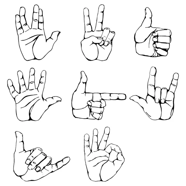 Conjunto vetorial de gesto de mão — Vetor de Stock
