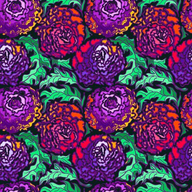 Şakayık çiçekleri ile vektör seamless modeli