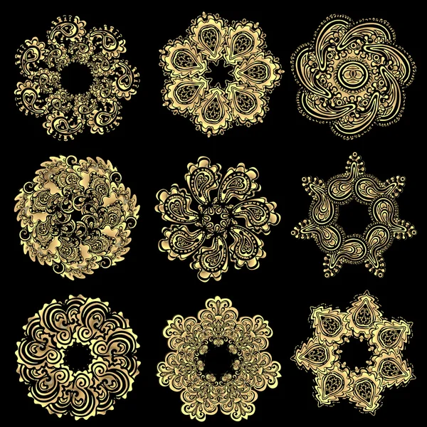 Vector conjunto de patrón redondo de oro — Archivo Imágenes Vectoriales