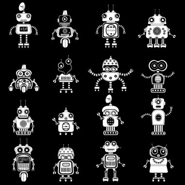 Vektör robot siluet set