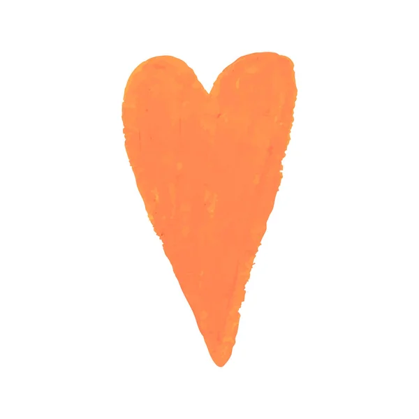 Ilustración de la forma del corazón dibujada con pasteles de tiza de color naranja — Vector de stock