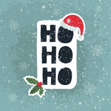 Ho Ho Ho - harflerle çizilmiş eğlenceli bir kart