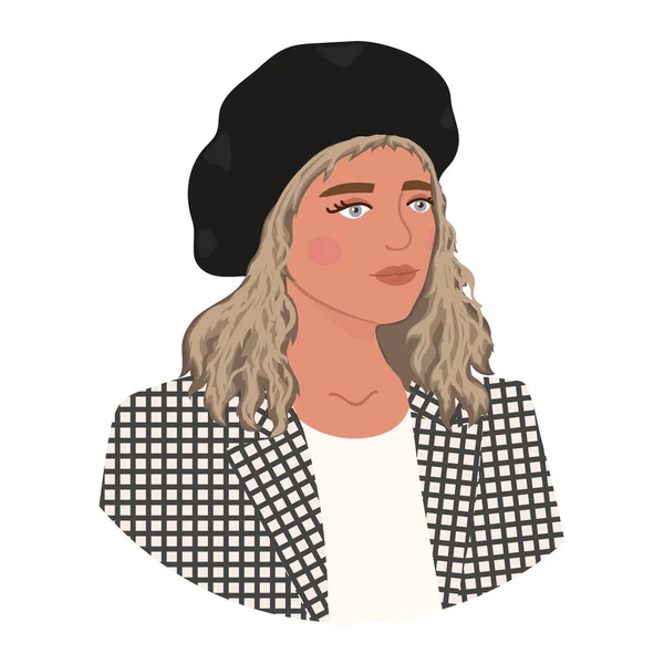 Ilustración colorida de peinado de chica de moda — Vector de stock