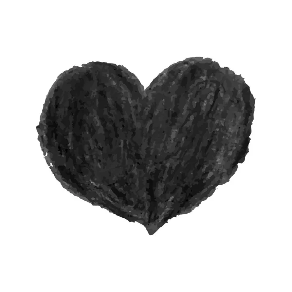 Ilustração da forma do coração desenhado com pastéis de giz de cor preta — Vetor de Stock