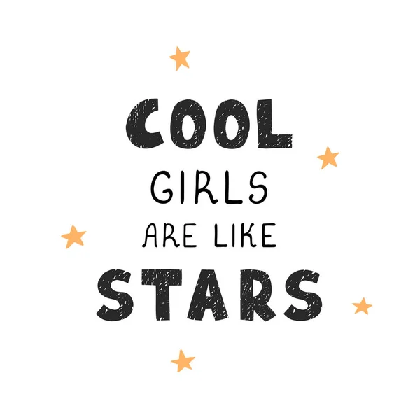 Cool girl - divertido cartel de vivero dibujado a mano con letras — Archivo Imágenes Vectoriales