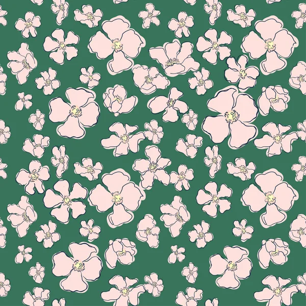 Fond sans couture avec des illustrations colorées de fleurs en fleurs — Image vectorielle