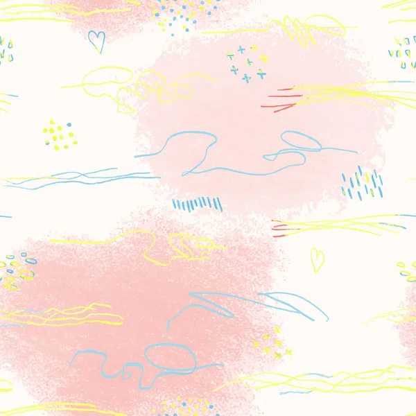 Απρόσκοπτη μοτίβο με ζωγραφισμένα στο χέρι αφηρημένα lpencil spots, doodles — Διανυσματικό Αρχείο