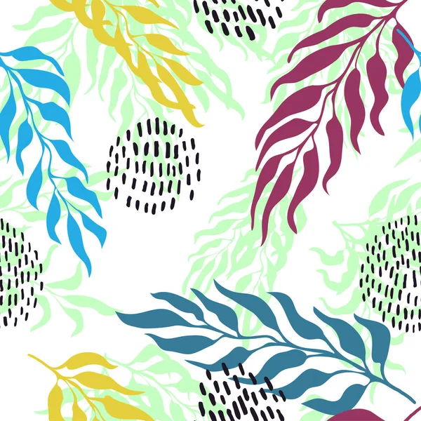 Безшовний фон з ілюстрацією екзотичних листя — стоковий вектор