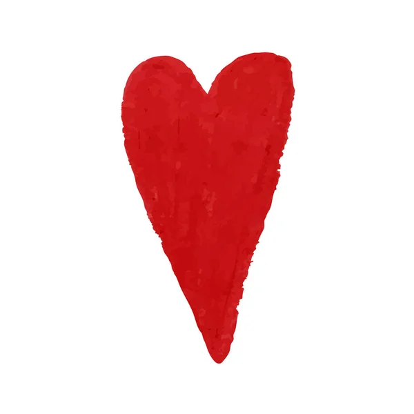 Ilustración de la forma del corazón dibujada con pasteles de tiza de color rojo — Vector de stock