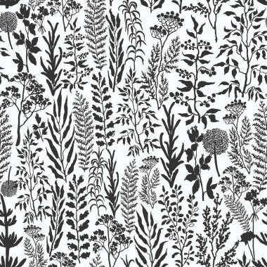 Bitkiler, bitkiler ve çiçeklerle kusursuz desen