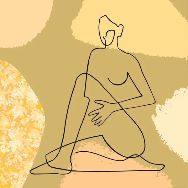 Esquema ilustración del cuerpo de la mujer en el fondo abstracto — Vector de stock