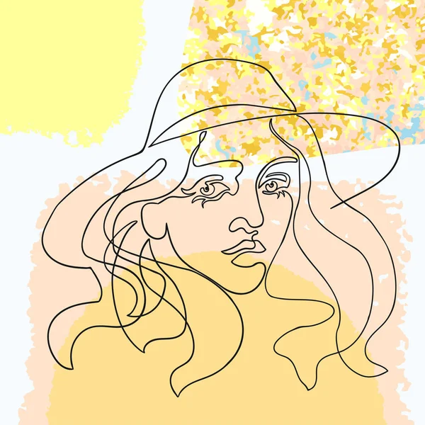 Illustration colorée de la femme en chapeau — Image vectorielle